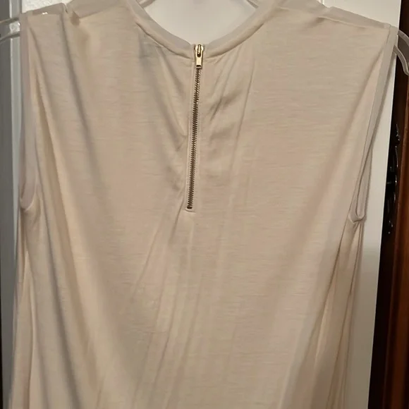 Ann Taylor Cream Sleeveless Blouse with Gold Zipper - Picture 2 of 4